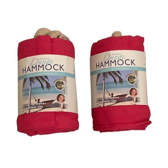 Lot of 2 Tree Anchored Lounge Hammock Pink Comfort Outdoor 78" x 39" Up to 220 - Picture 7 of 7